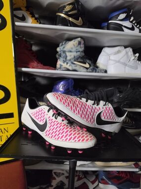 🔥 Nike Men's Size 11.5 Magista White Citron Pink Soccer Cleats Black Swoosh